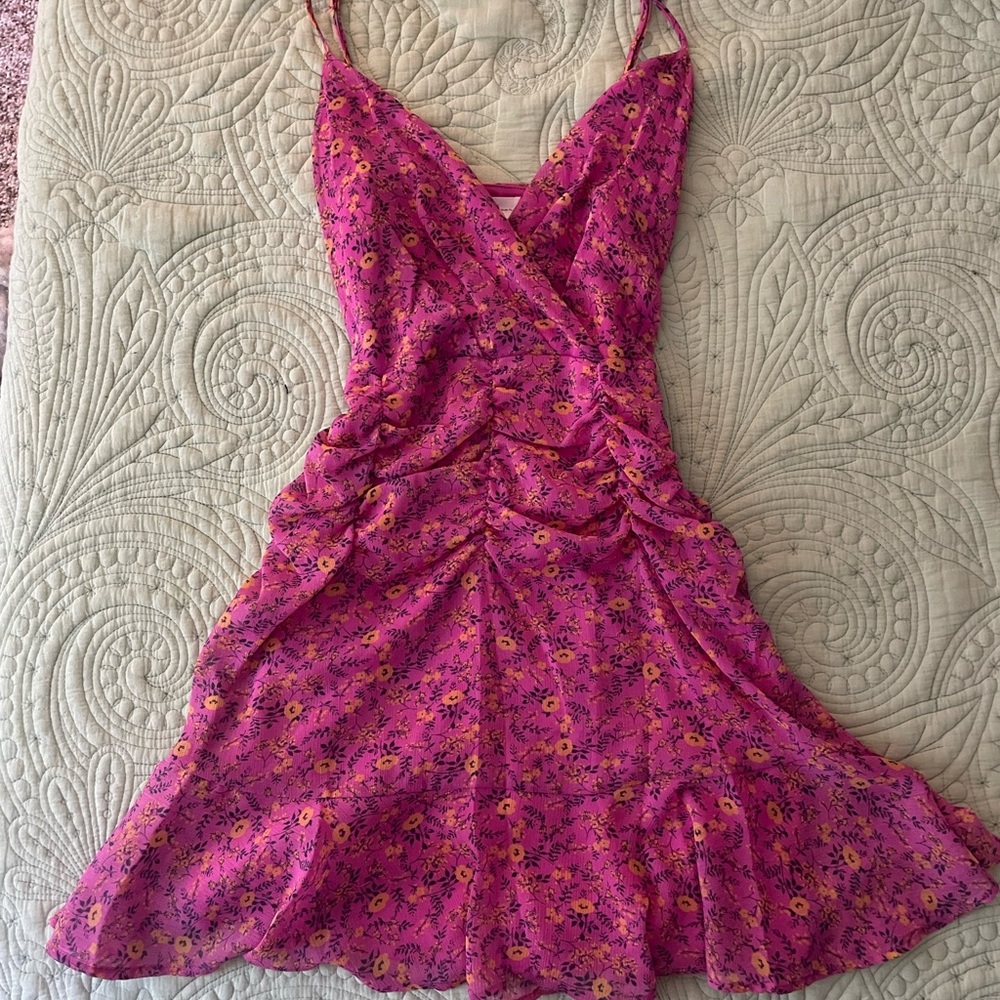 All in Favor Pink Floral Mini Dress